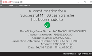 SQR400 MT103 bank flashing